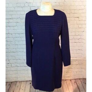 Vintage MariAnna Dress Deep Purple Tiered Neck Long Sleeve Sheath Size 10